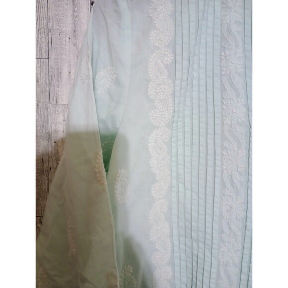Soft Surroundings Tunic‎ Top Pintuck Embroidered Paisley Gauzy Coastal Medium - Picture 2 of 5